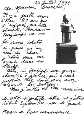 lettre de Fernand Poyet 1991, fonds photographique Poyet, francis dumelié